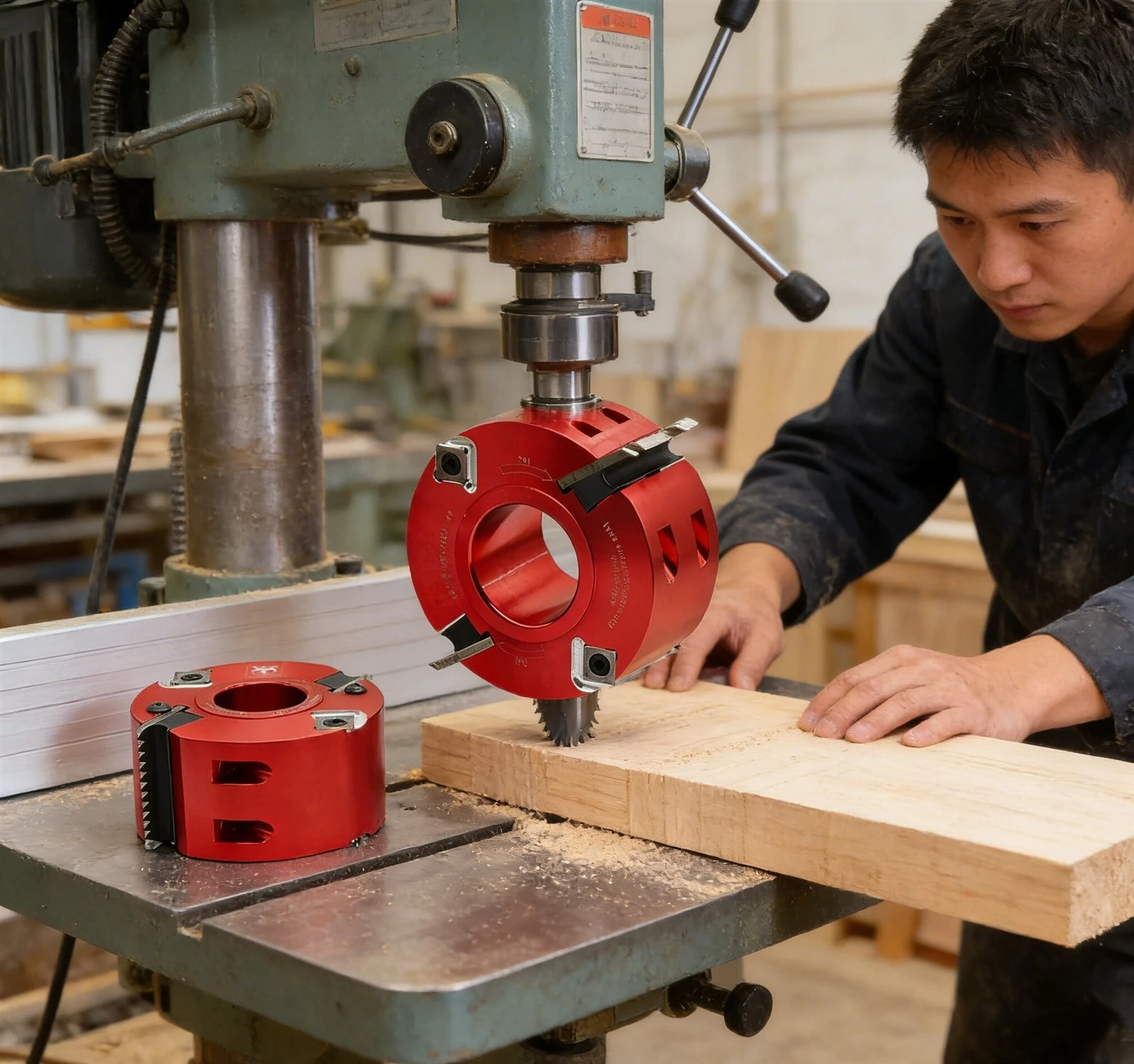 Spiral cutting head for woodworking